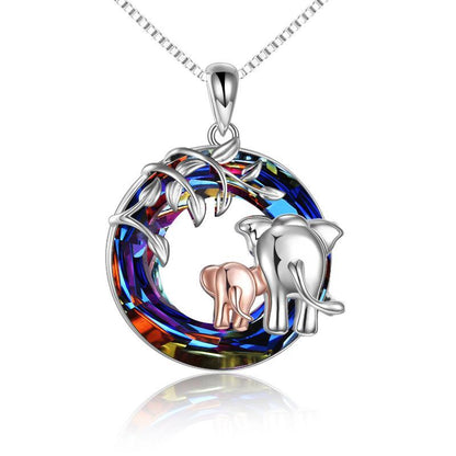 Collar de elefante con joyas de cristal Regalos para mujeres Plata esterlina