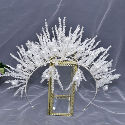 Crystal Pearl Handmade Crown Wedding Dress Accessories