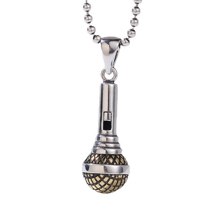 S925 Sterling Silver Microphone Pendant For Men And Women Hip Hop Trend Pendant