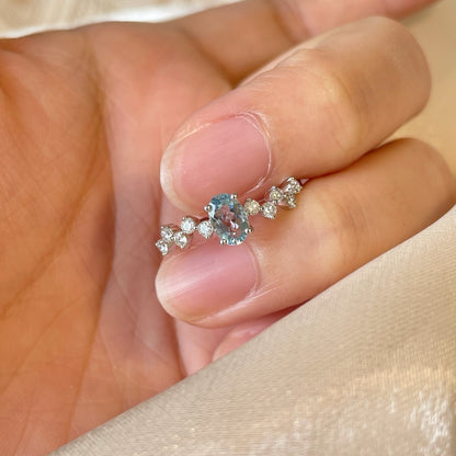 Women's Fashion Aquamarine Diamond Ring