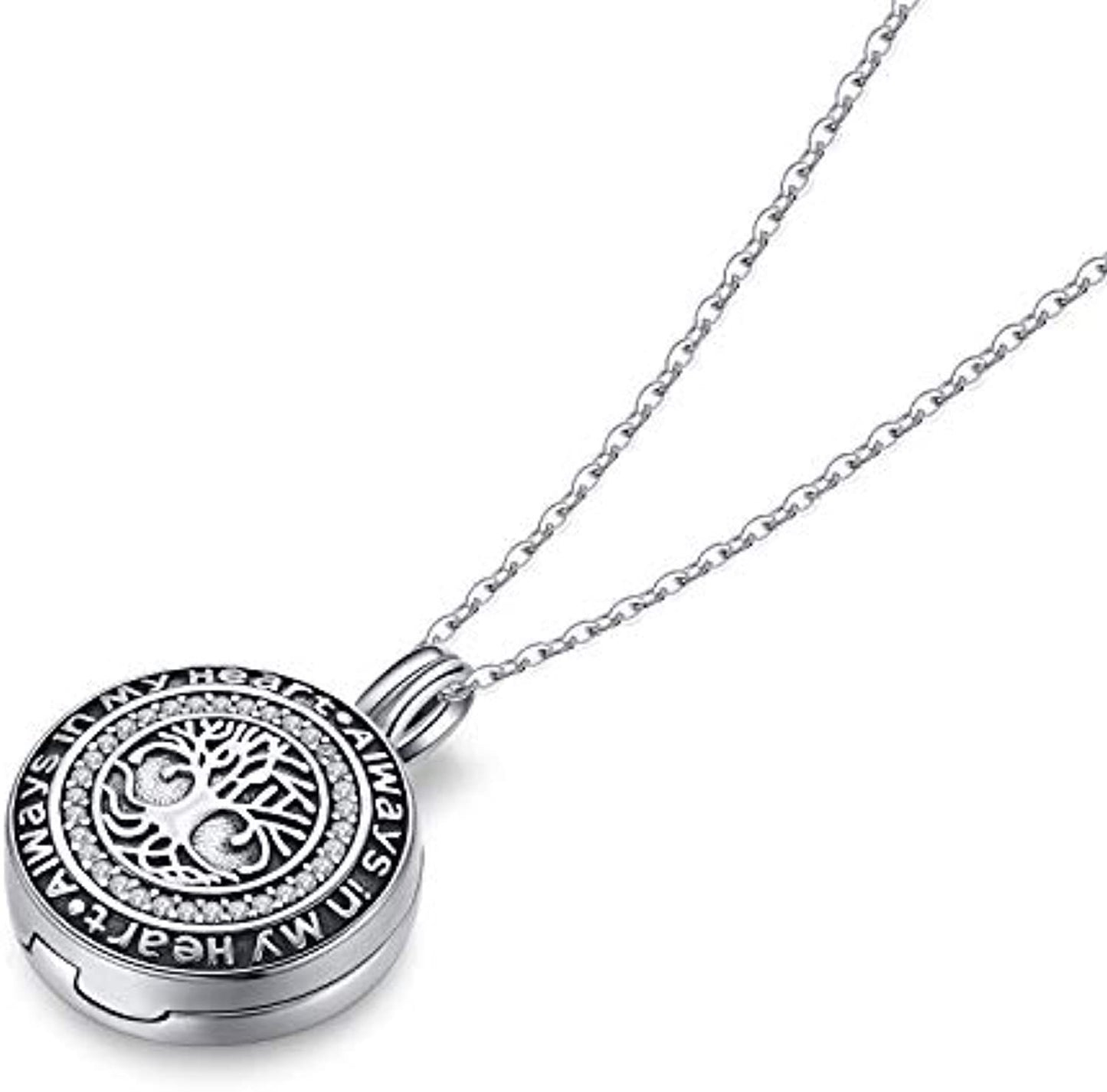 Collier commémoratif en argent sterling avec urne en forme d'arbre de vie