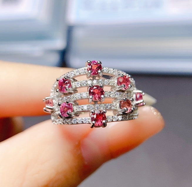 Jewelry Natural Magnesium Aluminum Garnet Ring Female Accessories