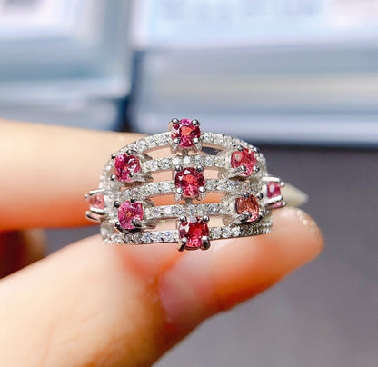 Jewelry Natural Magnesium Aluminum Garnet Ring Female Accessories