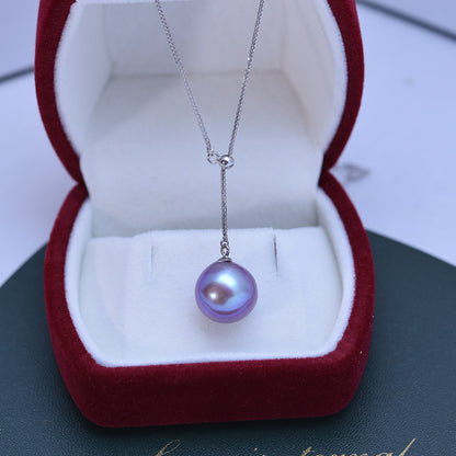 Pendentif perle d'eau douce 12 à 13 mm violet démon cercle parfait lumière forte défaut fin