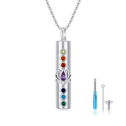 Colliers d'urne de chakra de fleur de lotus pour les cendres S925 Bijoux de crémation Cadeau pour femme fille