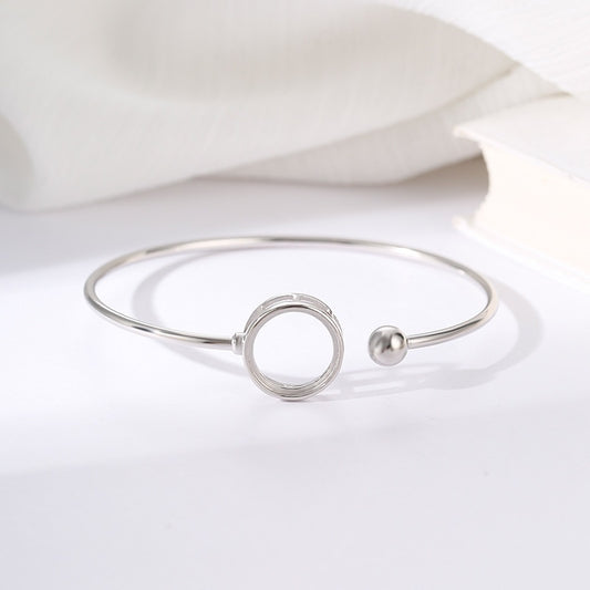 S925 Silver Bracelet Eardrop Frame Women's Simple Temperament Open-ended Bracelet