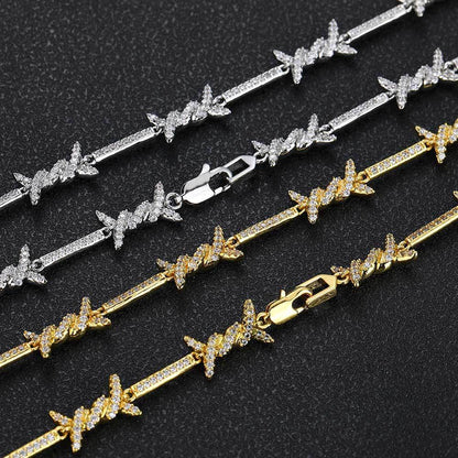 Fine Thorn Chain Micro Inlaid Zirconium Bracelets For Men And Womencouple Necklace