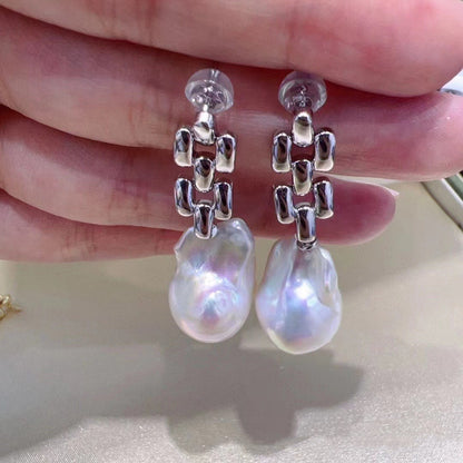 Pendientes de perlas barrocas irregulares de moda para mujer