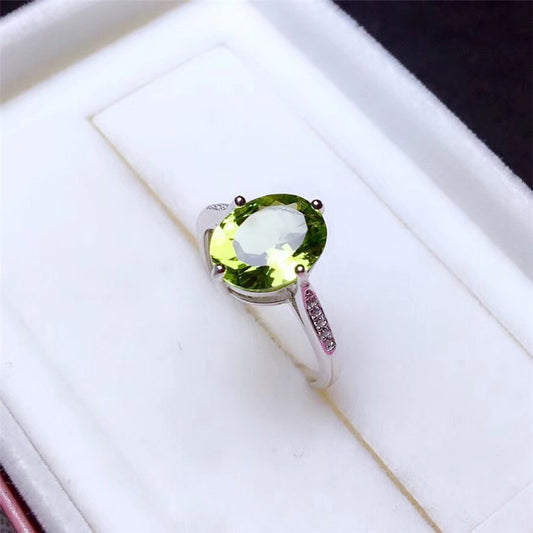 Anillo de peridoto natural de joyería de piedras preciosas de colores en plata 925