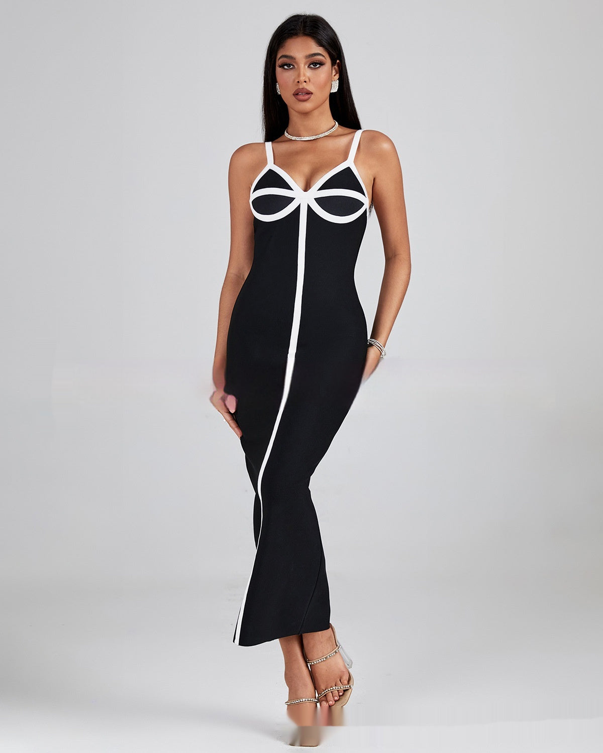 Bandage Dress Sexy Sling Stitched Backless Slim Fit Bandage