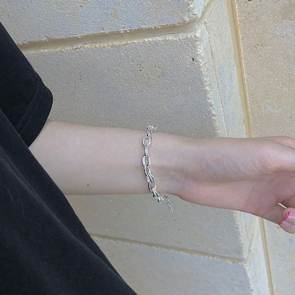 Bracelet de style urbain à chaîne épaisse creuse en argent sterling S925