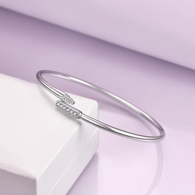 Bracelet manchette ouvert délicat en argent sterling, bijoux cadeau pour femme