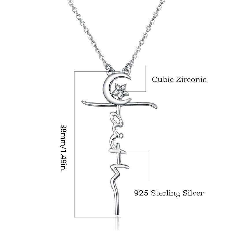 Collier pendentif croix lune et étoile en argent sterling S925