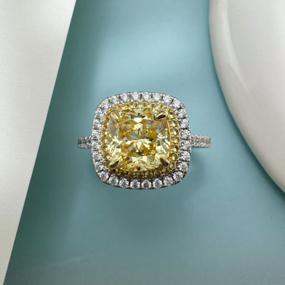 Yellow Diamond Ring Simple Artificial Diamond