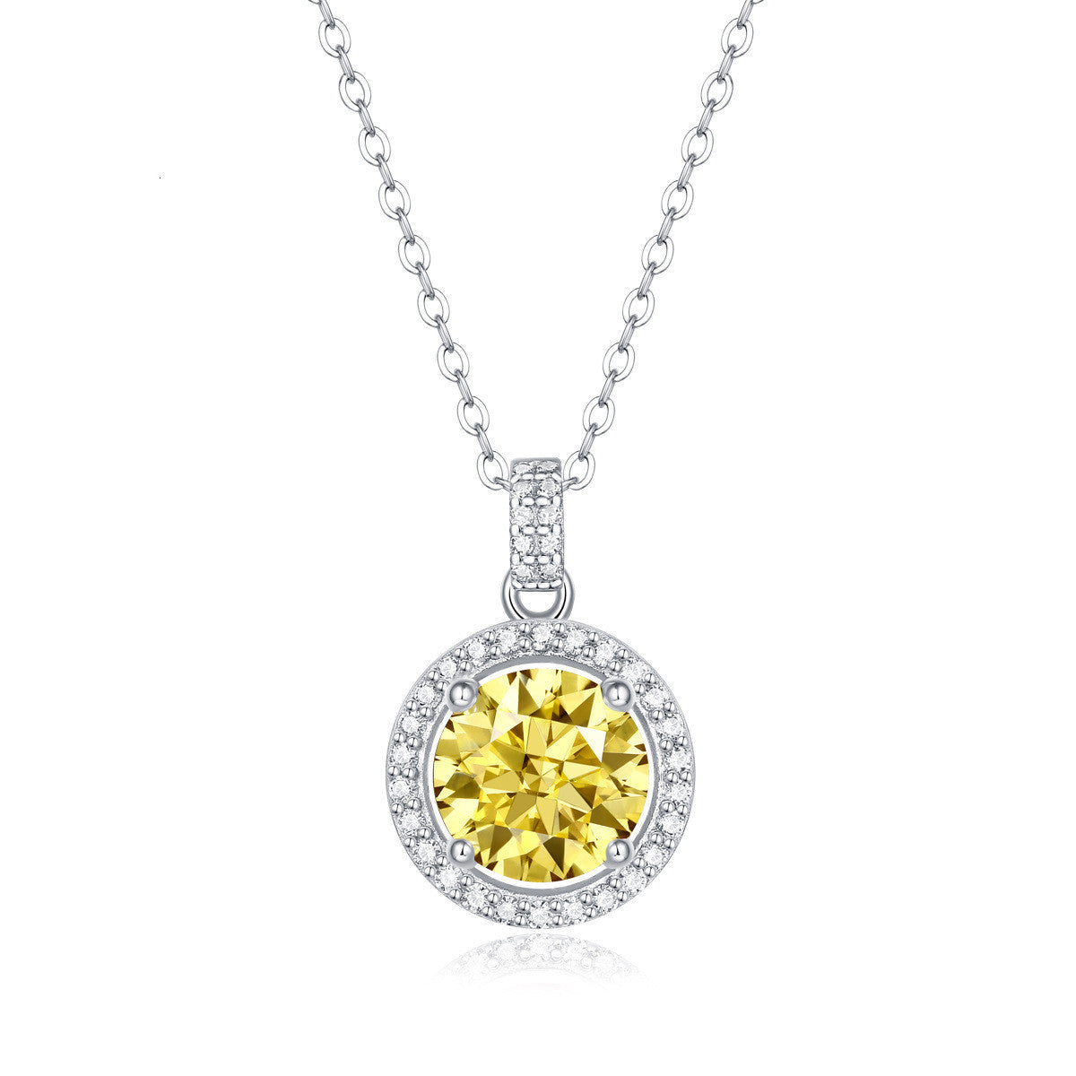 Round Cake Pendant Yellow Moissanite Necklace