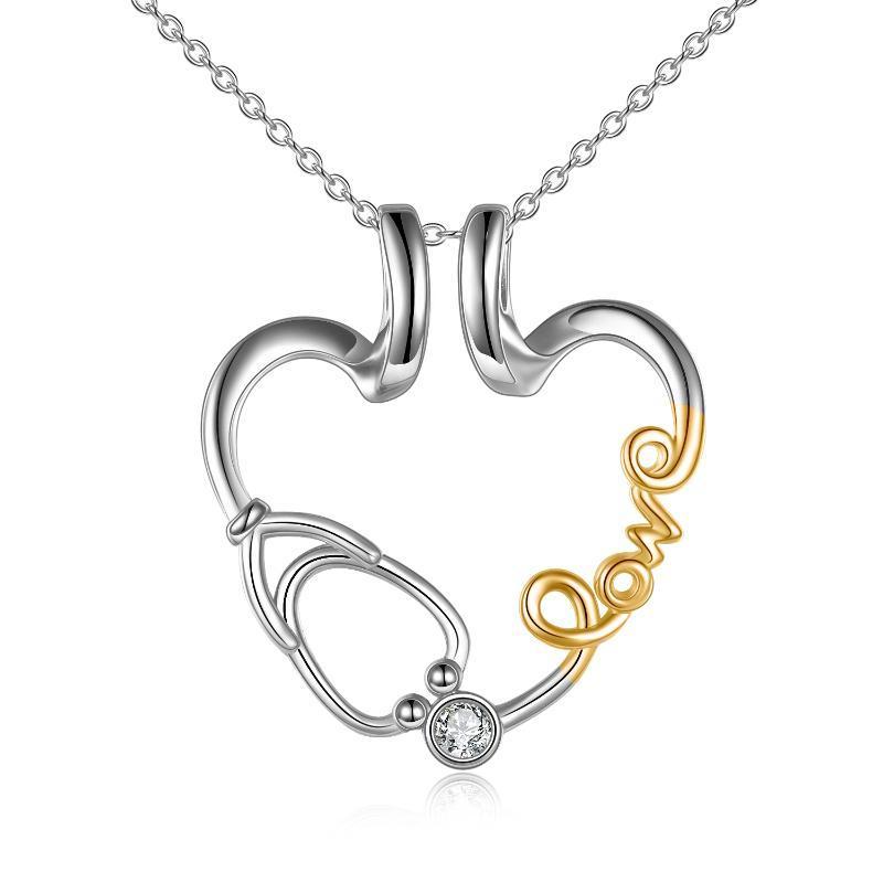 Collier pendentif porte-bague amour infirmière stéthoscope bijoux cadeau