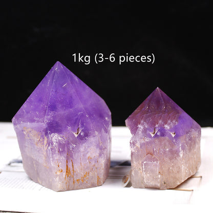 Natural Brazilian Amethyst Rough Stone Ornament Hexagonal Pillar