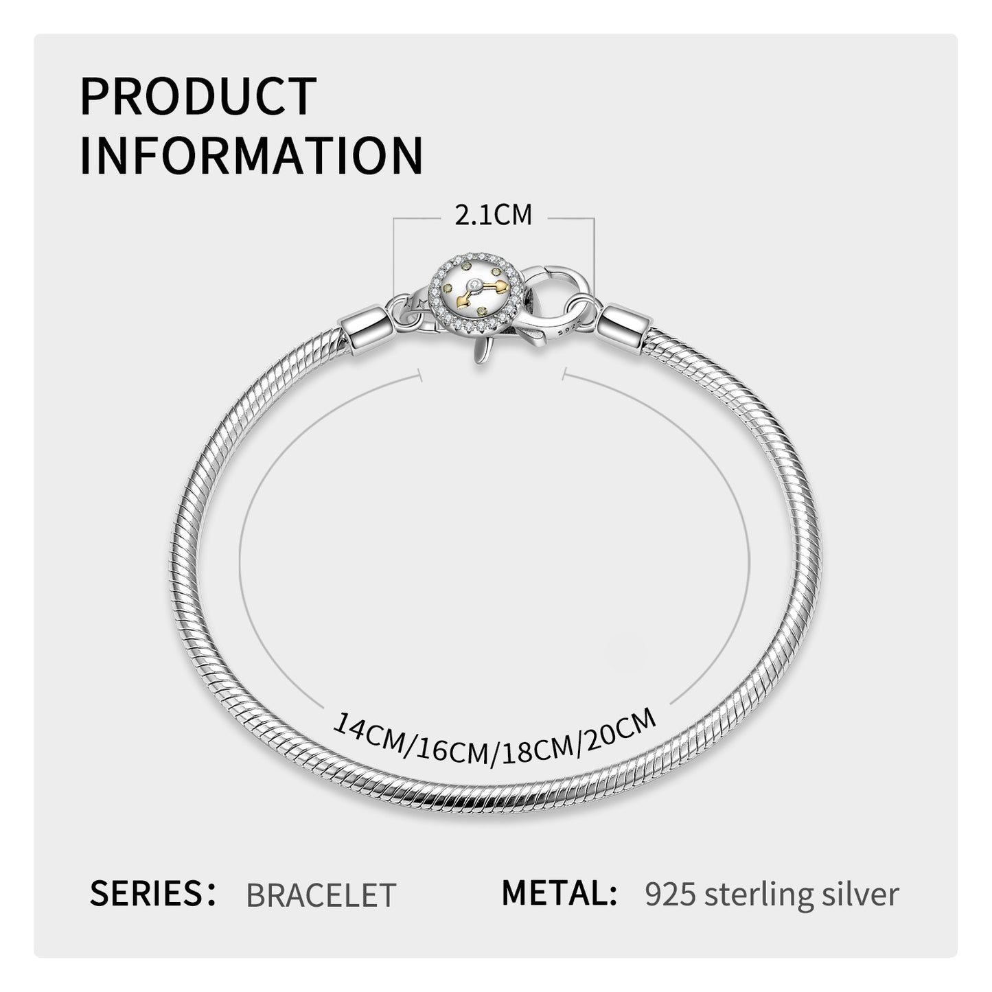 Cierre de langosta con forma de reloj de amor, cierre de collar de plata de ley 925 bañado en oro, cierre de pulsera, accesorios de bricolaje, joyería de plata