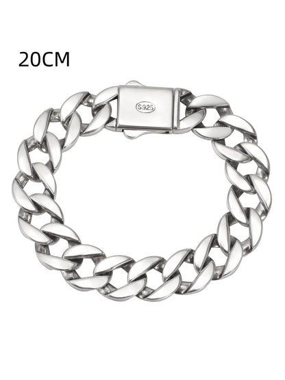 Bracelet cubain en argent sterling S925 de 13 mm d'épaisseur