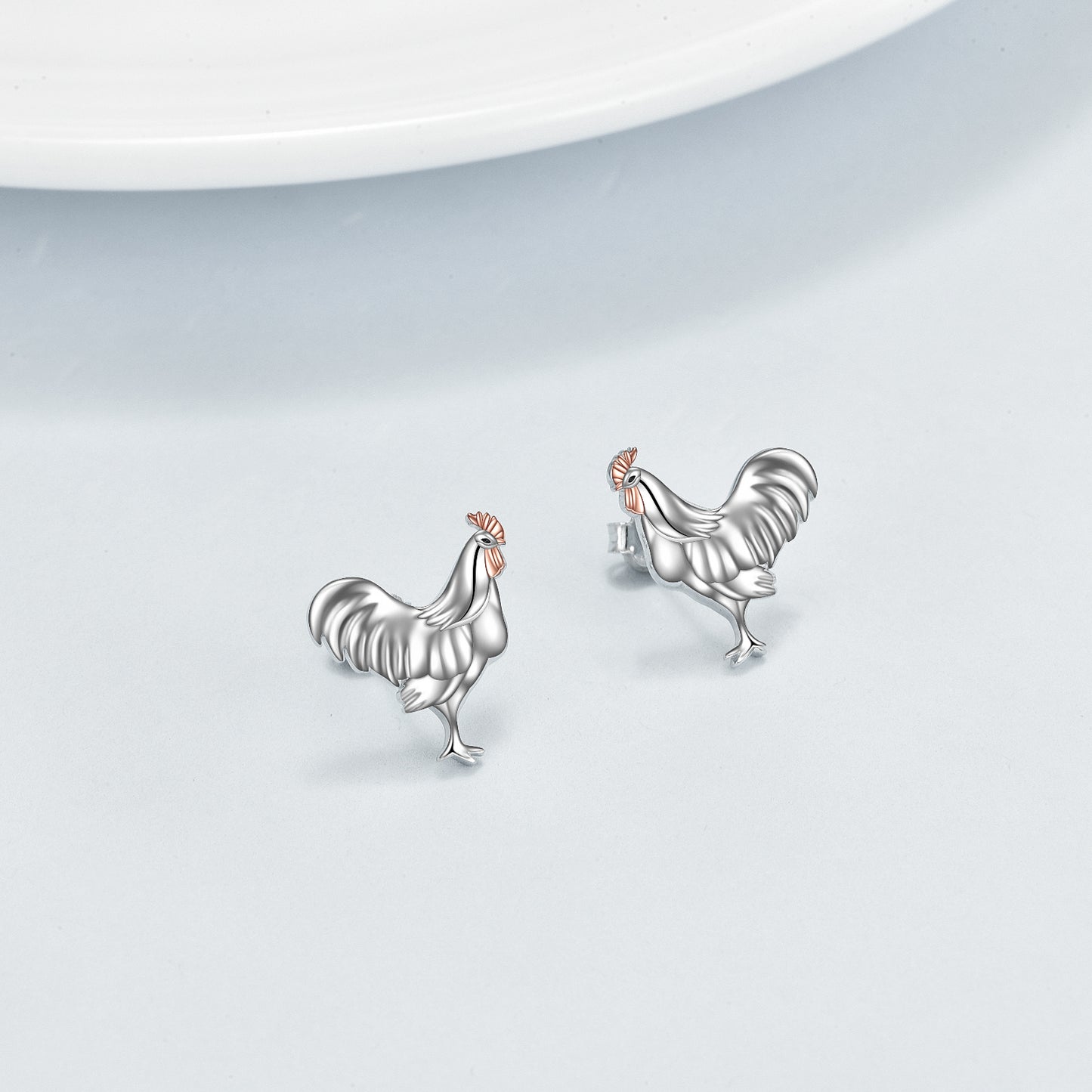 Boucles d'oreilles à tige en forme de coq en argent sterling 925