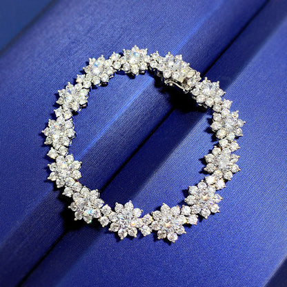 Full Inlaid SUNFLOWER S925 Silver Artificial Diamond Flower-shaped Bracelet