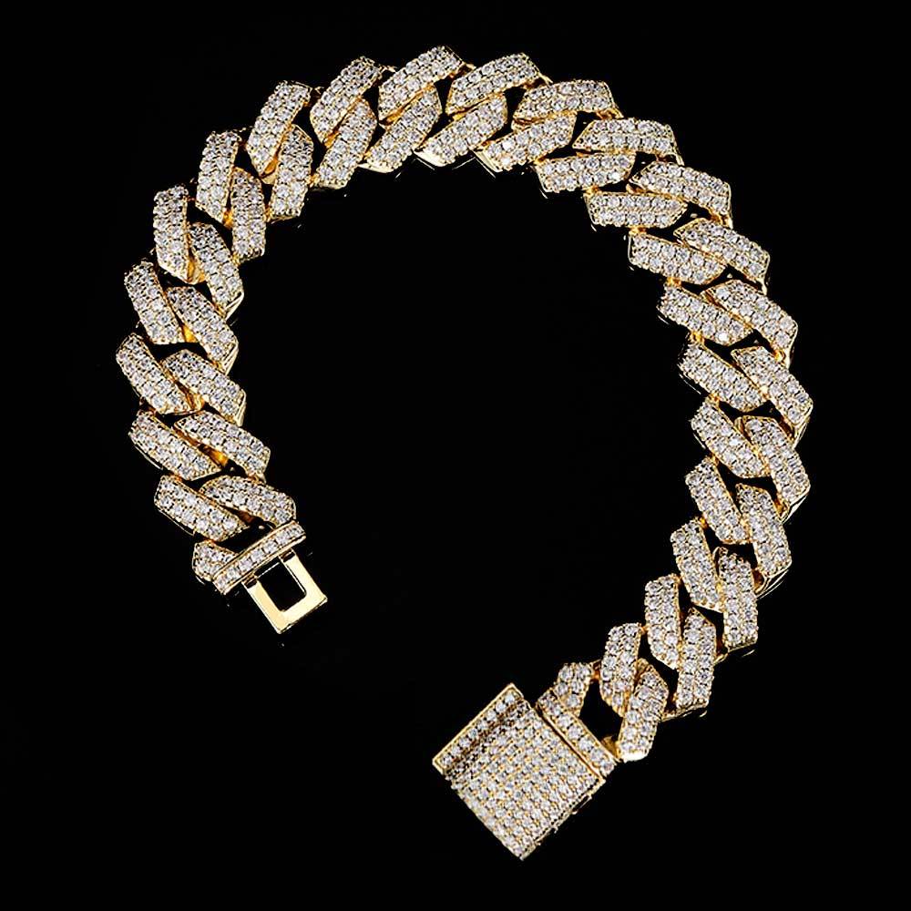 Hip Hop Necklace 14mm Double Row Bar Bracelet