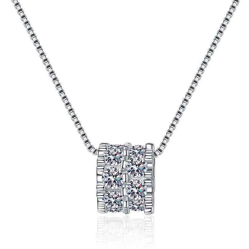 Diamond Moissanite Necklace Sterling Silver Clavicle Chain