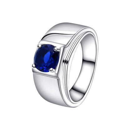 Bague pour femme en argent sterling S925 avec pierres précieuses bleues de haute qualité et à la mode