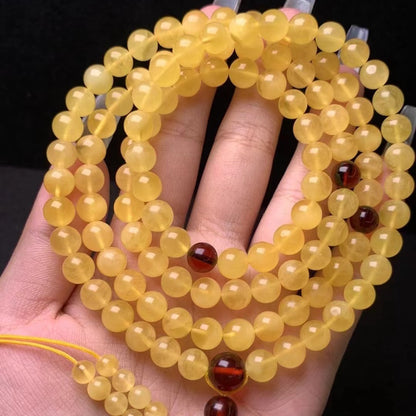 Natural Beeswax 108 Beads Yellow Chicken Grease Wax Necklace