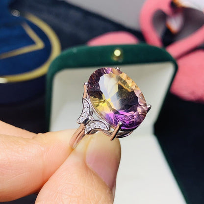 Colored Gems Jewelry Gorgeous Ametrine 925 Silver Ring