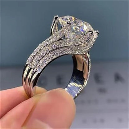 Moissanite Women's Ring III Love Silver Gold Plated Seal