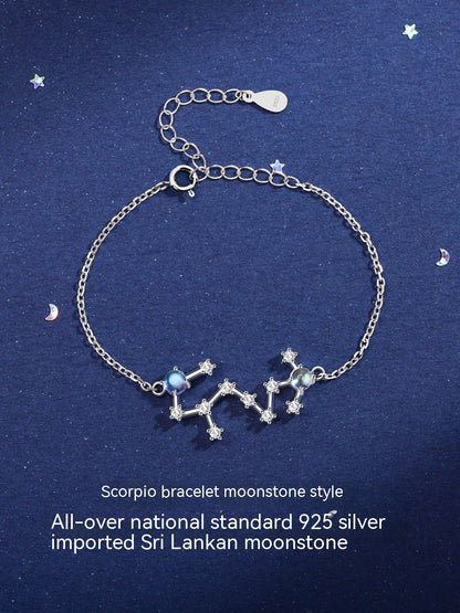 Lucky Twelve Constellation Moonstone Bracelet For Women