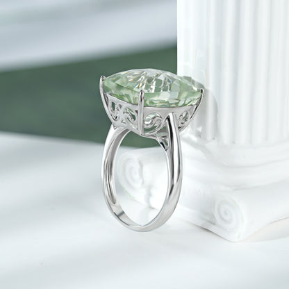 Natural Green Amethyst Ring Female S925 Sterling Silver Gemstone Inlaid Luxury