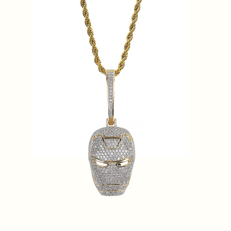 Collier Hip Hop avec pendentif de dessin animé et plein de zirconium