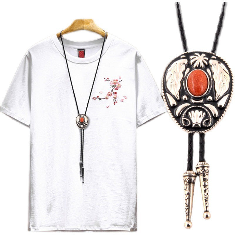 Men's, Red Stone Pendant Necklace