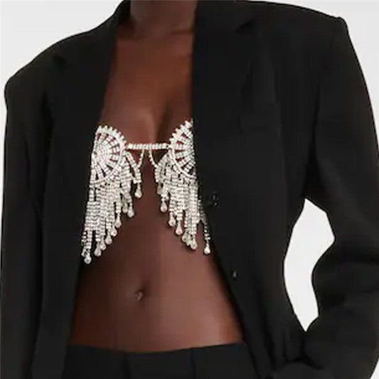 Welding Sexy Nightclub Crystal Shining Diamond Chest Necklace