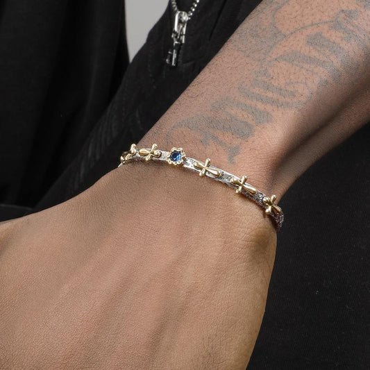 Bracelet croix vintage en argent sterling S925