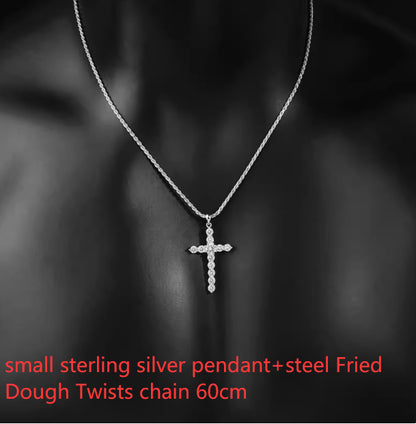 S925 Sterling Silver Cross Necklace for Men and Women