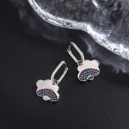 Exotic Style Rainbow Cloud S925 Sterling Silver Small Audience Earrings