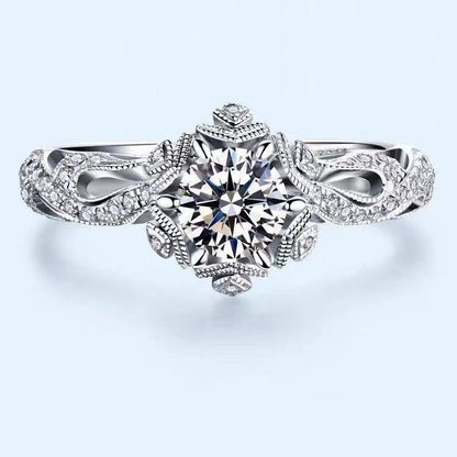 Genuine Moissanite Luxury Inlaid Romantic First Snow Diamond Ring