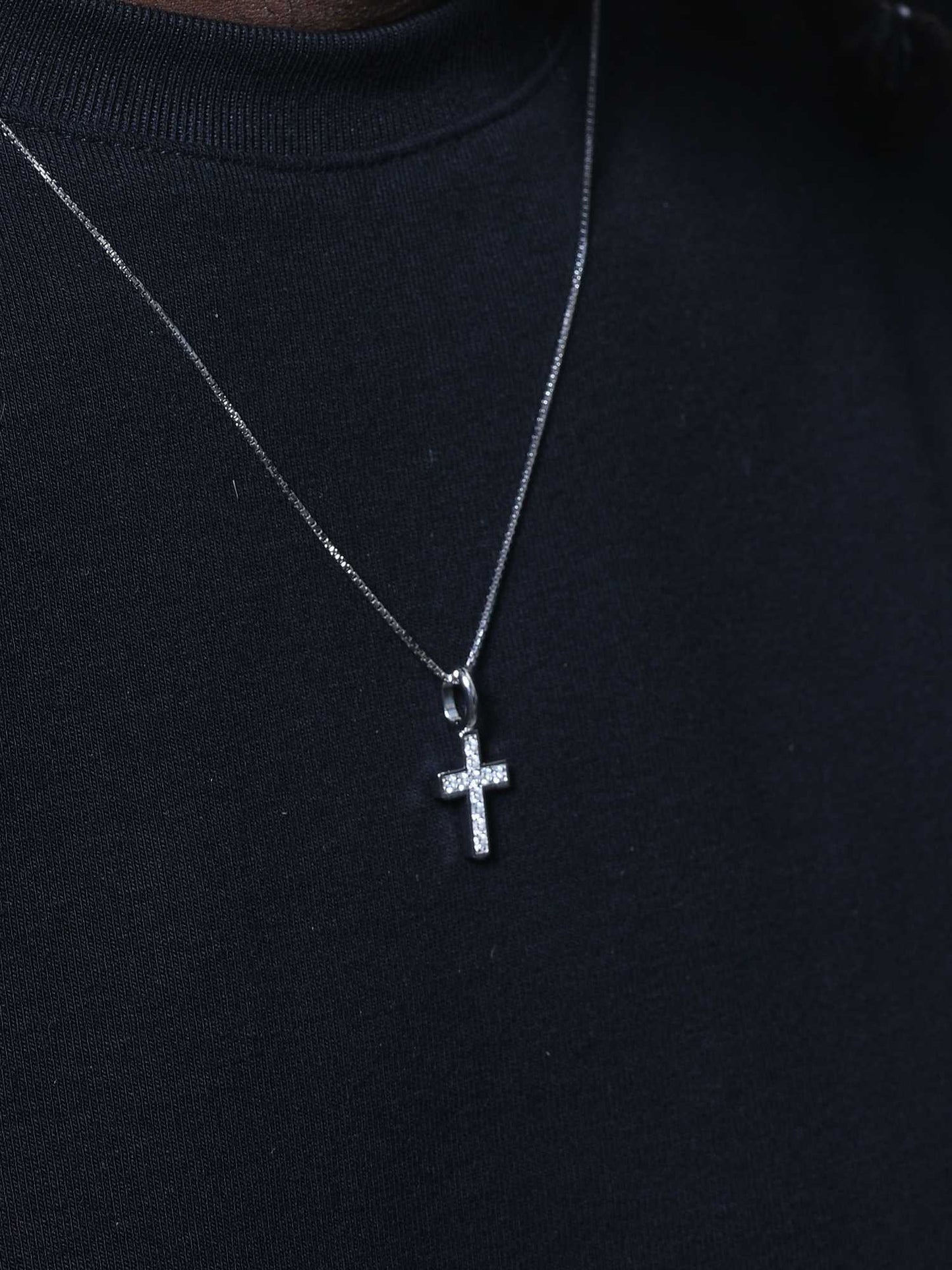 Full Diamond Cross Pendant Necklace Men's And Women's Clavicle Chain