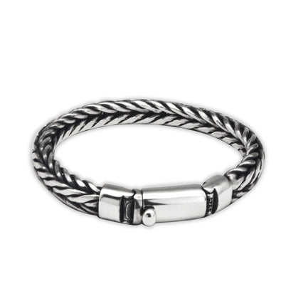 Pulsera tejida a mano con quilla de plata S925 para hombre