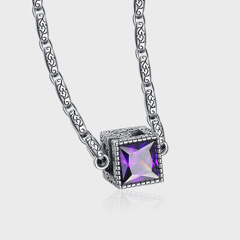 S925 Sterling Silver Large G Double Color Cubic Zircon Necklace Heavy Industry High Quality