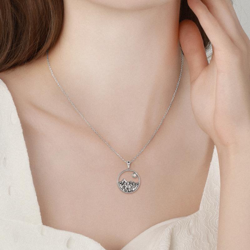 Collier de montagne en argent sterling 925 avec opale synthétique