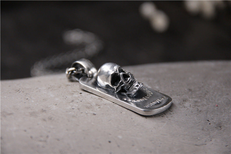 Vintage Domineering Personalized Skull Square Plate Pendant