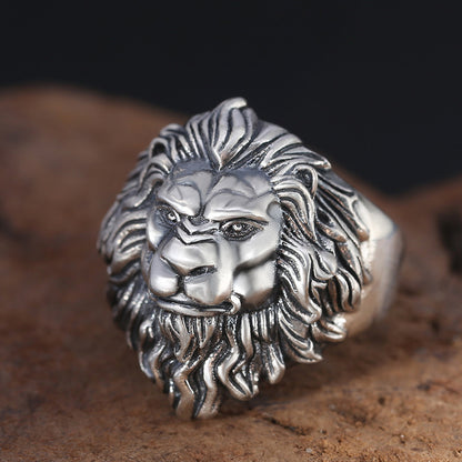 Male Fashion Vintage Thai Silver Lion Ring