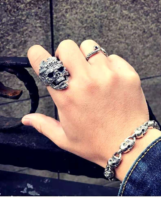 Anillo de estilo motociclista dominante de plata esterlina de moda para hombres, joyería europea y americana