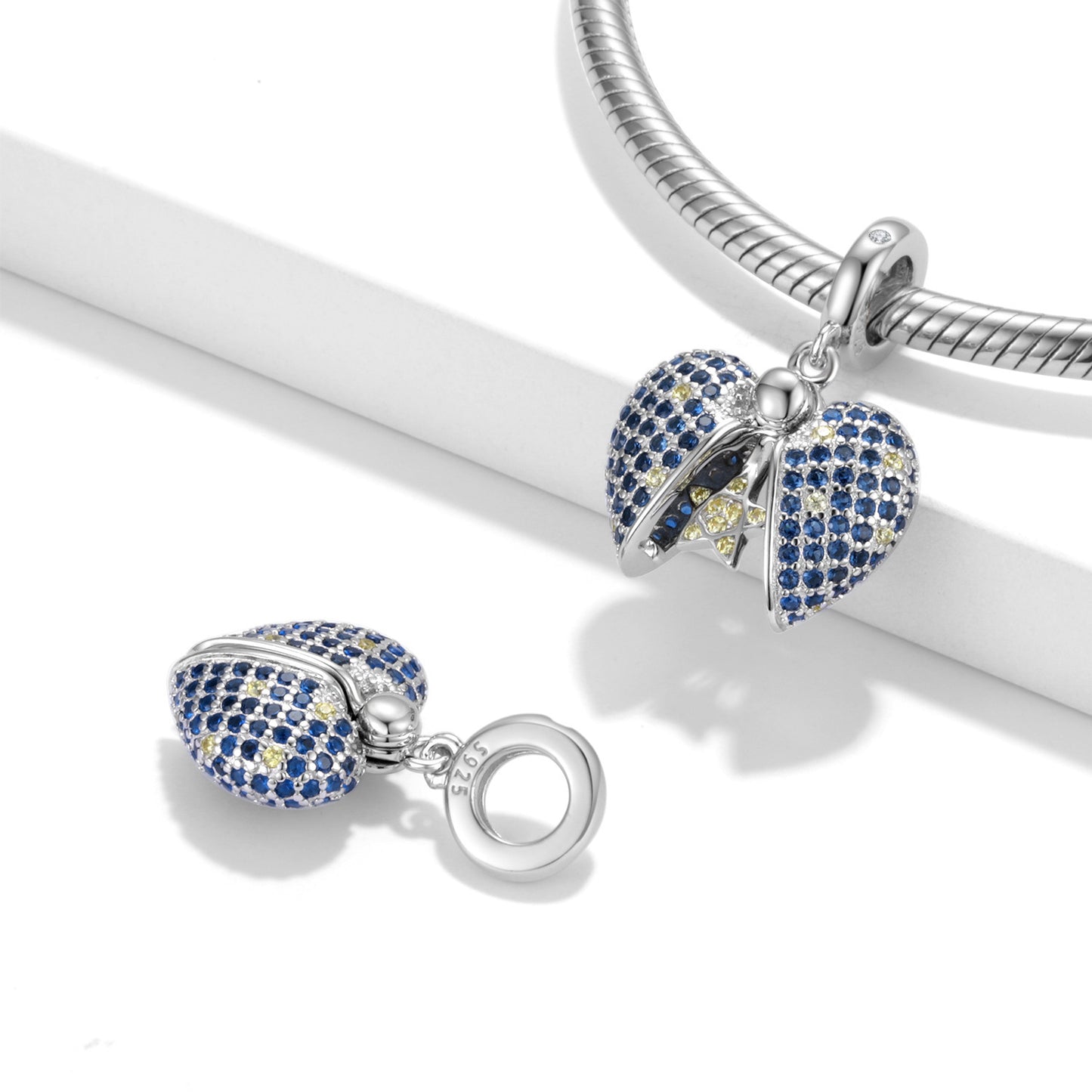 Blue Star Love Lock Series Beads 925 Sterling Silver Pendant Bracelet DIY Accessories