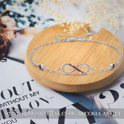 Tobillera con dije de símbolo de amor infinito de plata esterlina Tobilleras de cadena ajustables para mujer