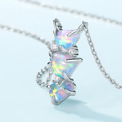 Women's Fashion Versatile Colorful Synthetic Opal Pendant Necklace